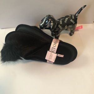 Victoria Secret Black Pom Pom House Slippers